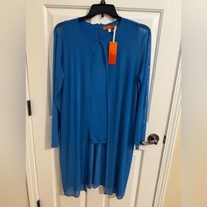 One A NEW Mesh Long Sleeve Open Duster Attached Knit Tank Top Size XL